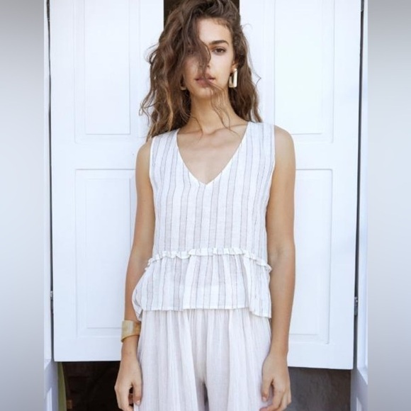 Rails Mira in Costa Stripe linen top L - Picture 2 of 3